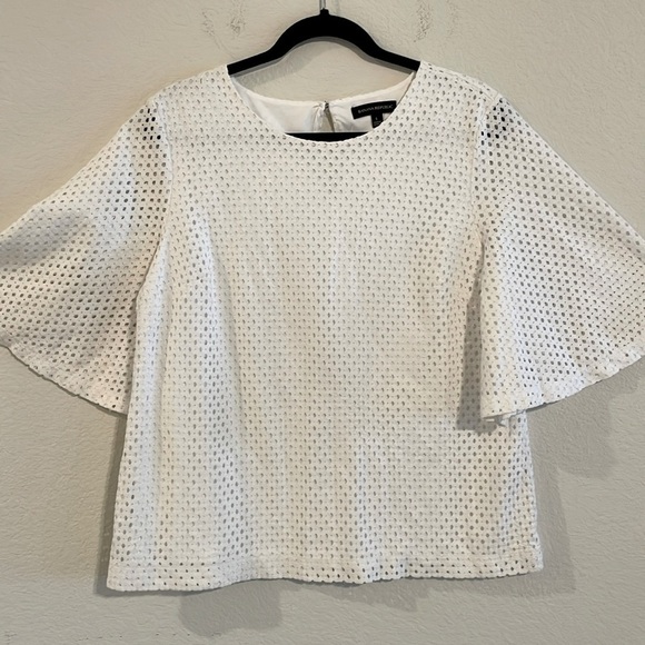 Banana Republic Women Top Large White Cotton Lace Boho Coastal Cowgirl Preppy - Picture 1 of 11